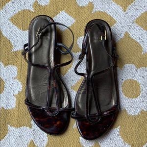 Stuart Weitzman Tortoise Patent Leather Sandals